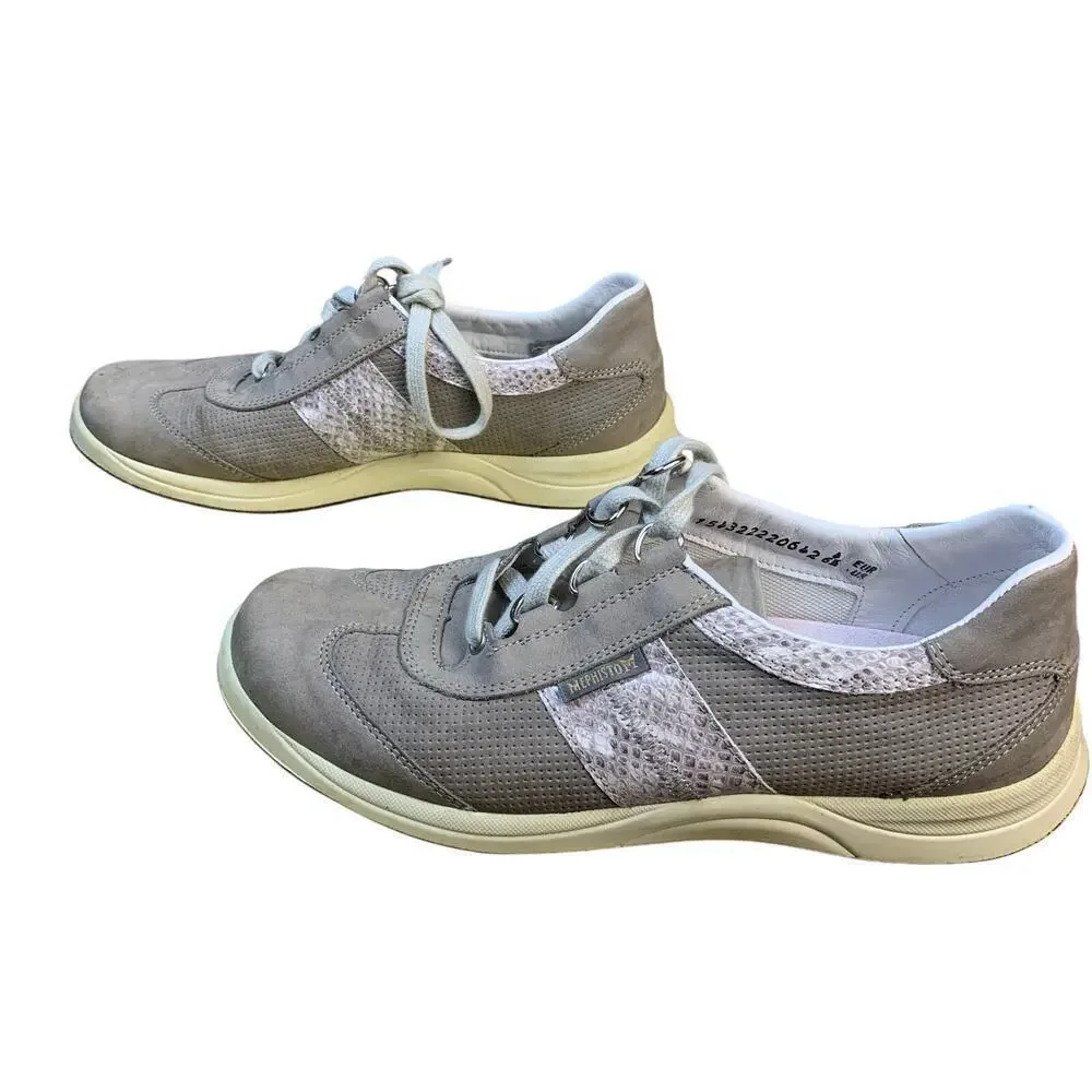 Mephisto Runoff Taupe Snakeskin Airjet Running Sneakers Size 6.5
